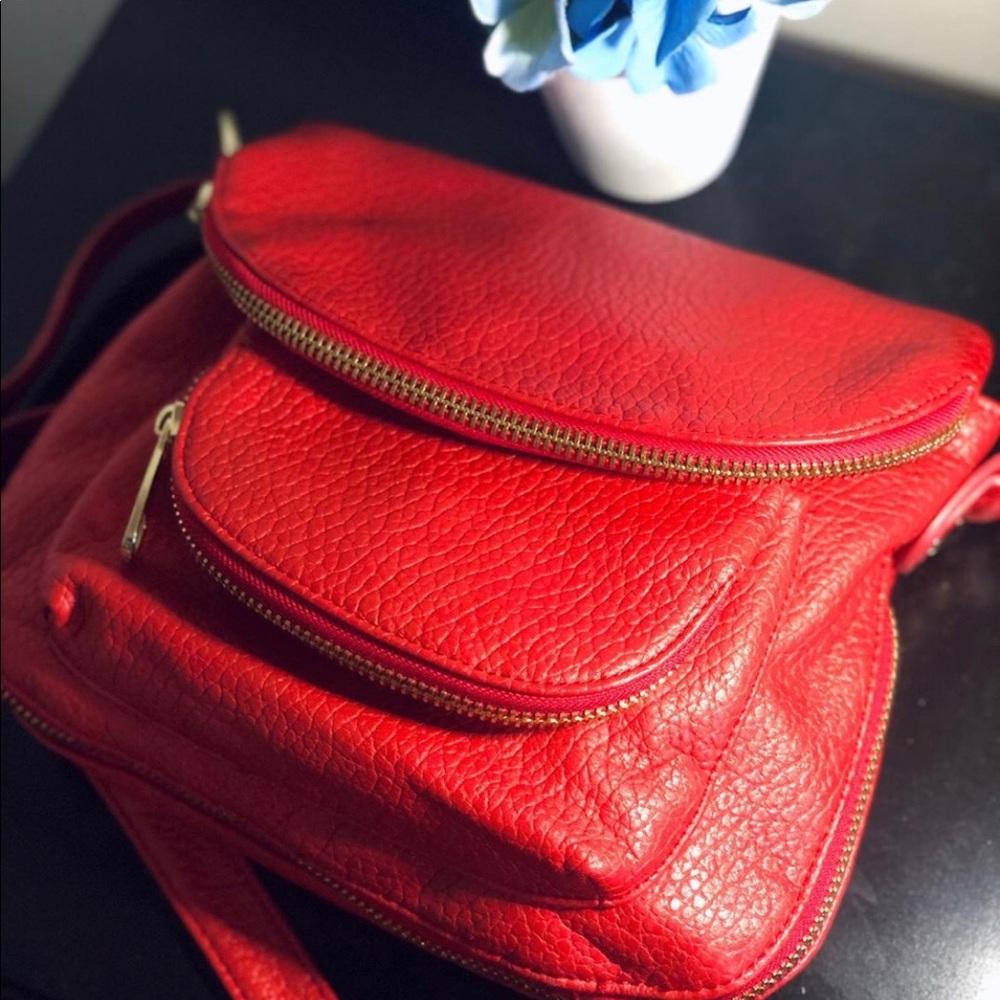 Steve Madden faux red leather cross body bag